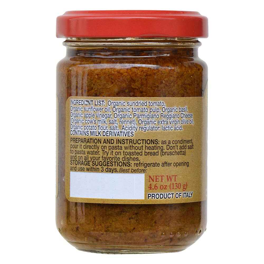 Mantova Organic Red Pesto with Sundried Tomatoes, 4.6 oz.