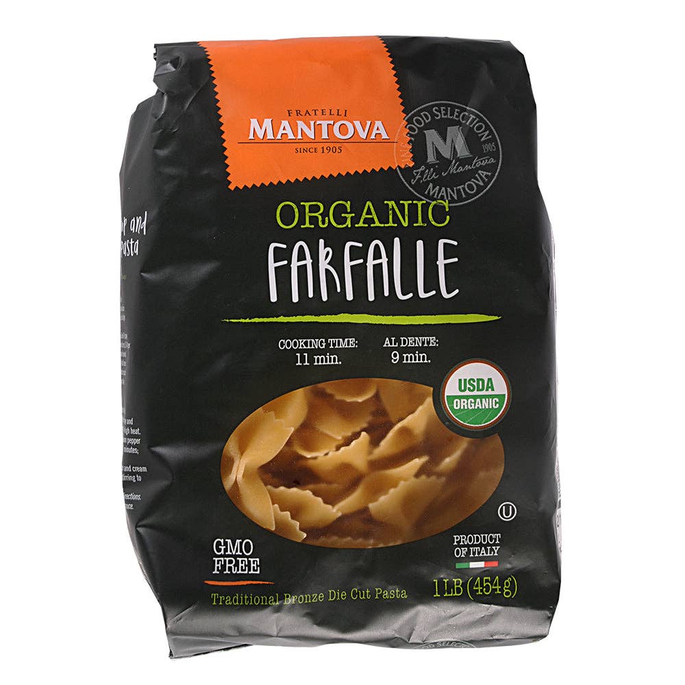 Mantova Organic Farfalle Pasta, 1 lb.